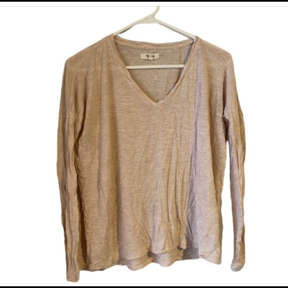 Madewell Vneck Raglan Light Tan Sheer Shirt